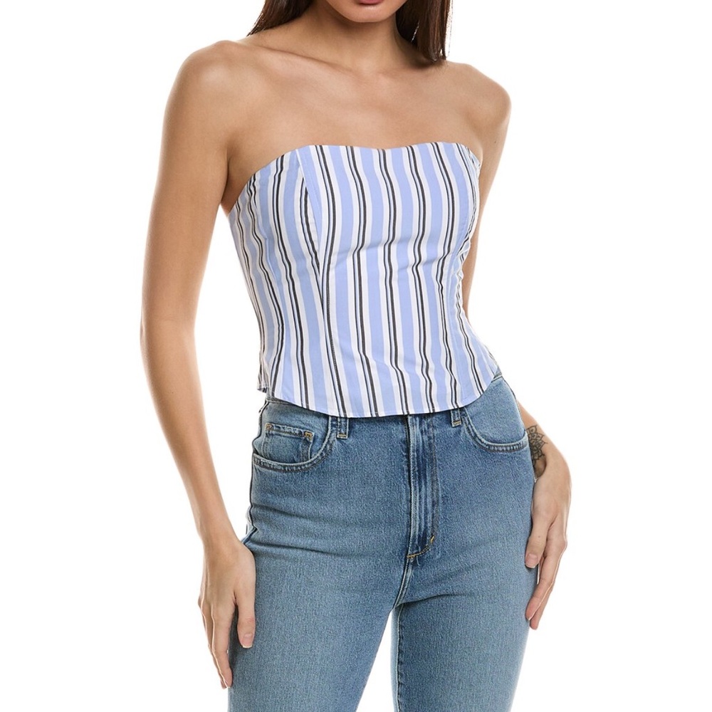 Favorite Daughter Blue and Red Sleeveless Bustier Crop Top